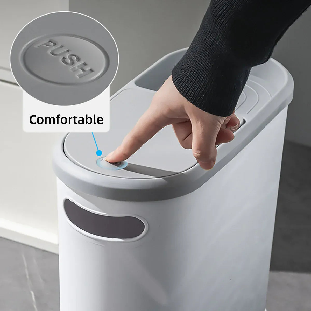 Simple Garbage Can with Lid Household Clamped Plastic Bucket Flip Lid Kitchen V528-GARBAGE-CAN-297040