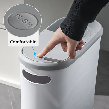 Simple Garbage Can with Lid Household Clamped Plastic Bucket Flip Lid Kitchen V528-GARBAGE-CAN-297040