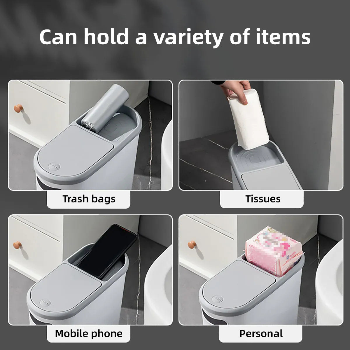 Simple Garbage Can with Lid Household Clamped Plastic Bucket Flip Lid Kitchen V528-GARBAGE-CAN-297040
