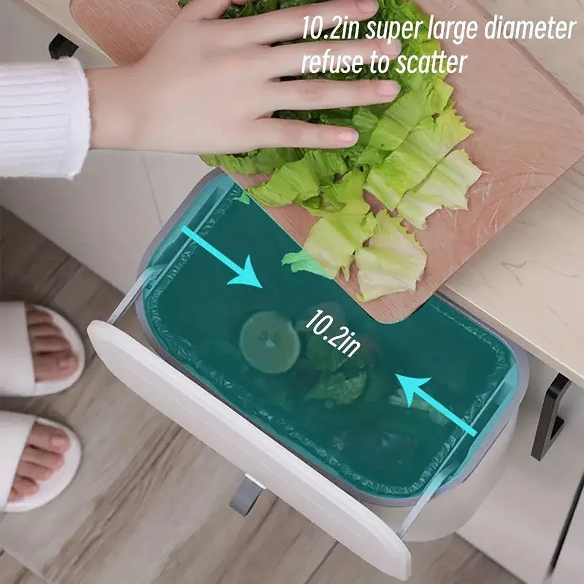 Wall Mounted Hanging Wastebasket with Sliding Lid for Kitchen and Bathroom Use - 7L V528-GARBAGE-CAN-7L-574162
