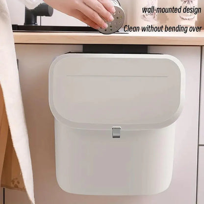 Wall Mounted Hanging Wastebasket with Sliding Lid for Kitchen and Bathroom Use - 7L V528-GARBAGE-CAN-7L-574162