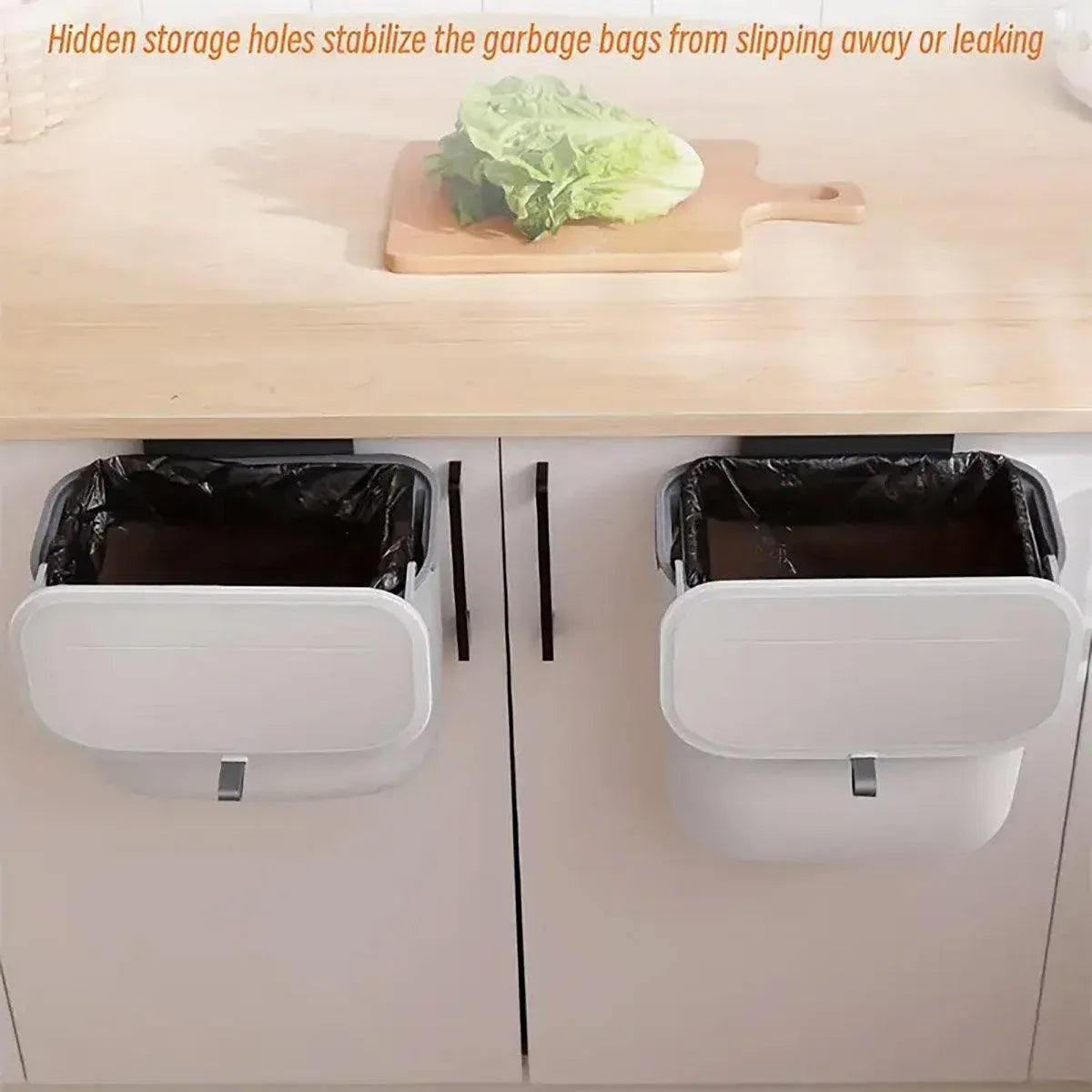 Wall Mounted Hanging Wastebasket with Sliding Lid for Kitchen and Bathroom Use - 7L V528-GARBAGE-CAN-7L-574162