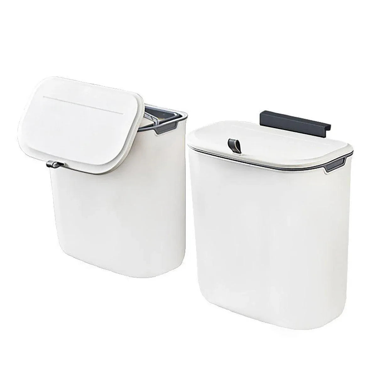 Wall Mounted Hanging Wastebasket with Sliding Lid for Kitchen and Bathroom Use - 7L V528-GARBAGE-CAN-7L-574162