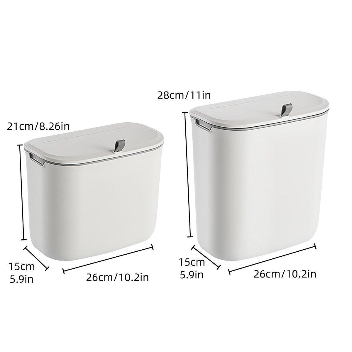 Wall Mounted Hanging Wastebasket with Sliding Lid for Kitchen and Bathroom Use - 9L V528-GARBAGE-CAN-9L-816397