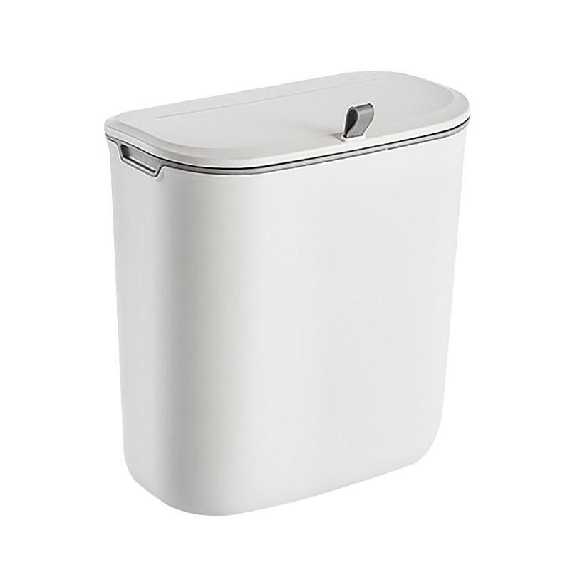 Wall Mounted Hanging Wastebasket with Sliding Lid for Kitchen and Bathroom Use - 9L V528-GARBAGE-CAN-9L-816397
