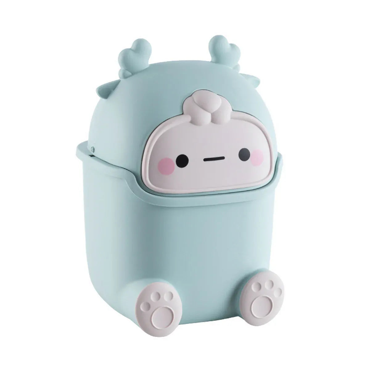 Mini Monster Trash Can Desktop Flip Top Garbage Bin Small Plastic Waste Basket - Light Blue V528-GARBAGE-DRUM-LIGHT-BLUE-368574
