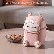 Mini Monster Trash Can Desktop Flip Top Garbage Bin Small Plastic Waste Basket - Light Blue V528-GARBAGE-DRUM-LIGHT-BLUE-368574