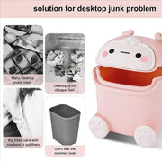 Mini Monster Trash Can Desktop Flip Top Garbage Bin Small Plastic Waste Basket - Light Blue V528-GARBAGE-DRUM-LIGHT-BLUE-368574