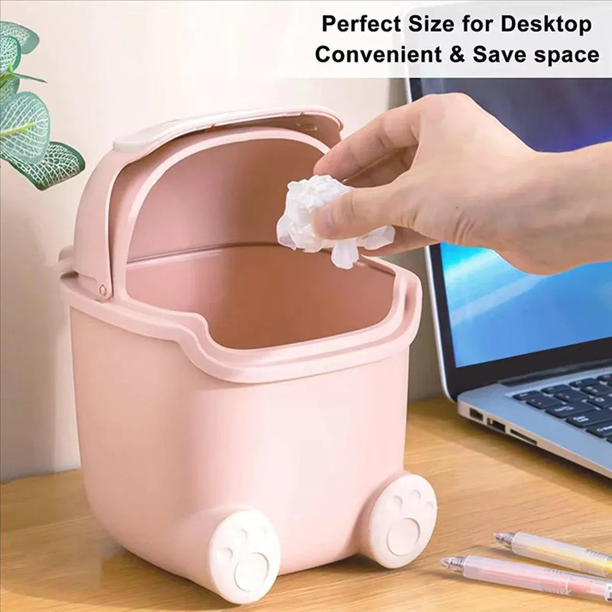 Mini Monster Trash Can Desktop Flip Top Garbage Bin Small Plastic Waste Basket - Light Blue V528-GARBAGE-DRUM-LIGHT-BLUE-368574