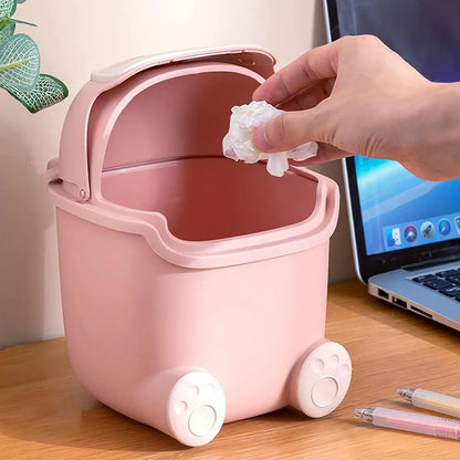 Mini Monster Trash Can Desktop Flip Top Garbage Bin Small Plastic Waste Basket - Light Blue V528-GARBAGE-DRUM-LIGHT-BLUE-368574