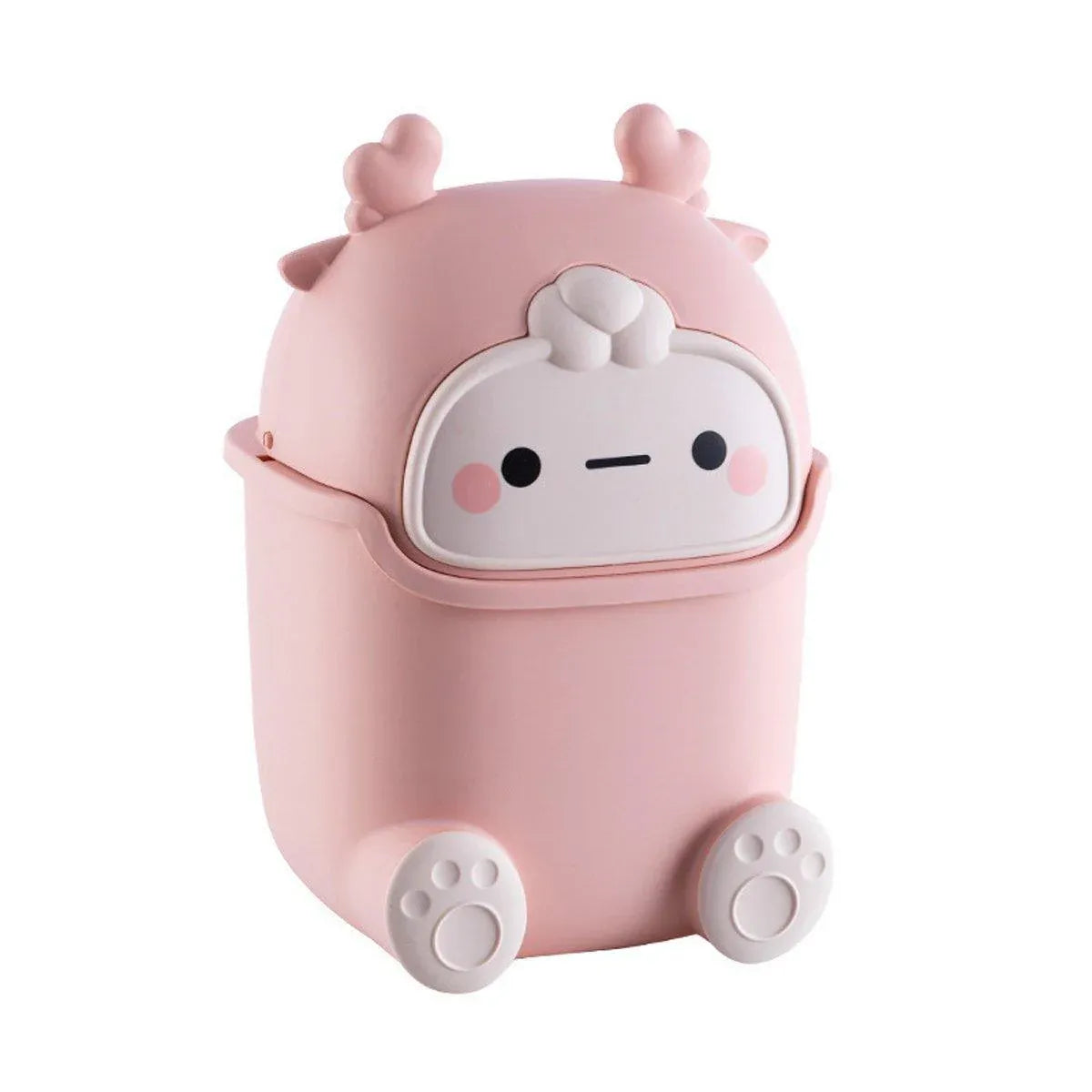 Mini Monster Trash Can Desktop Flip Top Garbage Bin Small Plastic Waste Basket - Pink V528-GARBAGE-DRUM-PINK-166572