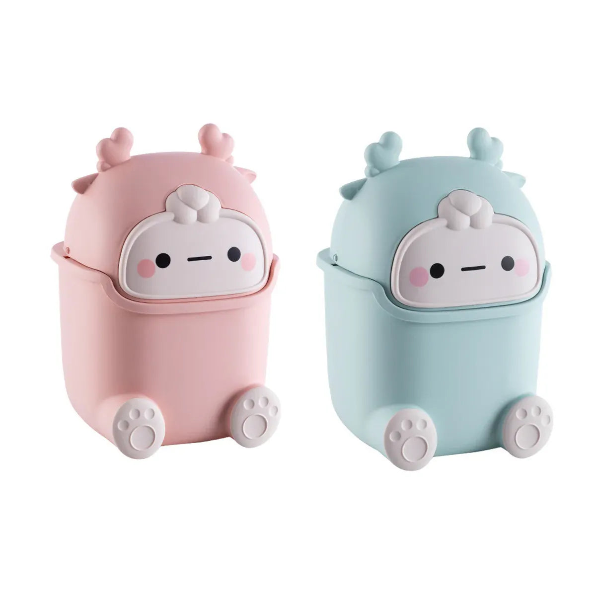 Mini Monster Trash Can Desktop Flip Top Garbage Bin Small Plastic Waste Basket - Pink V528-GARBAGE-DRUM-PINK-166572