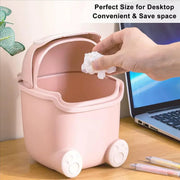 Mini Monster Trash Can Desktop Flip Top Garbage Bin Small Plastic Waste Basket - Pink V528-GARBAGE-DRUM-PINK-166572