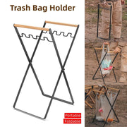 Outdoor Portable Wooden Folding Garbage Rack Picnic Barbecue Plastic Bag Holder V528-GARBAGE-RACK-BLACK-841147