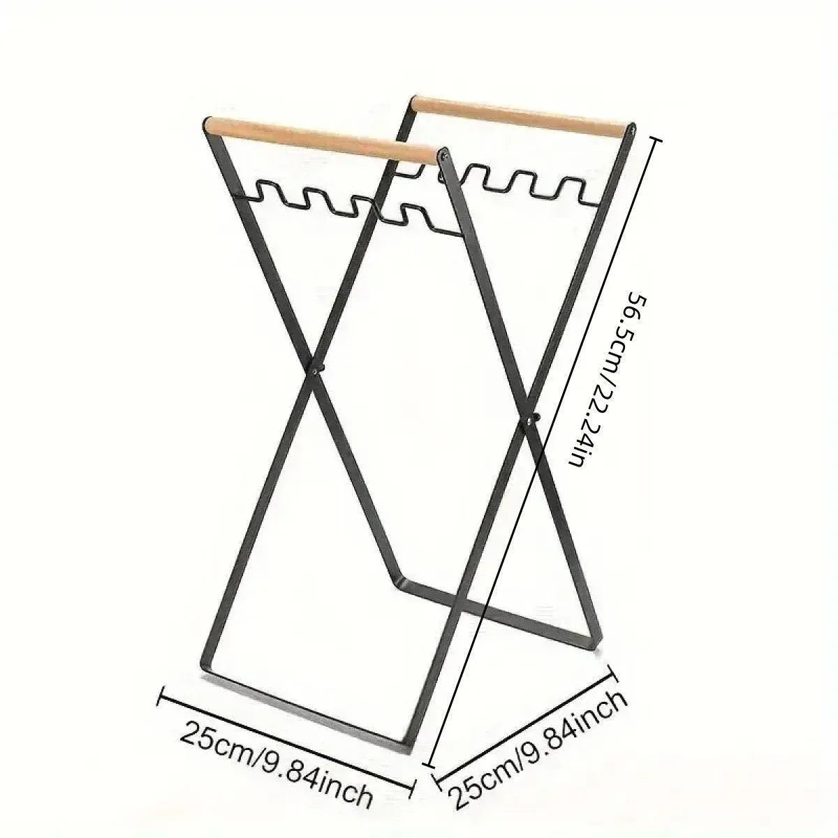 Outdoor Portable Wooden Folding Garbage Rack Picnic Barbecue Plastic Bag Holder V528-GARBAGE-RACK-BLACK-841147