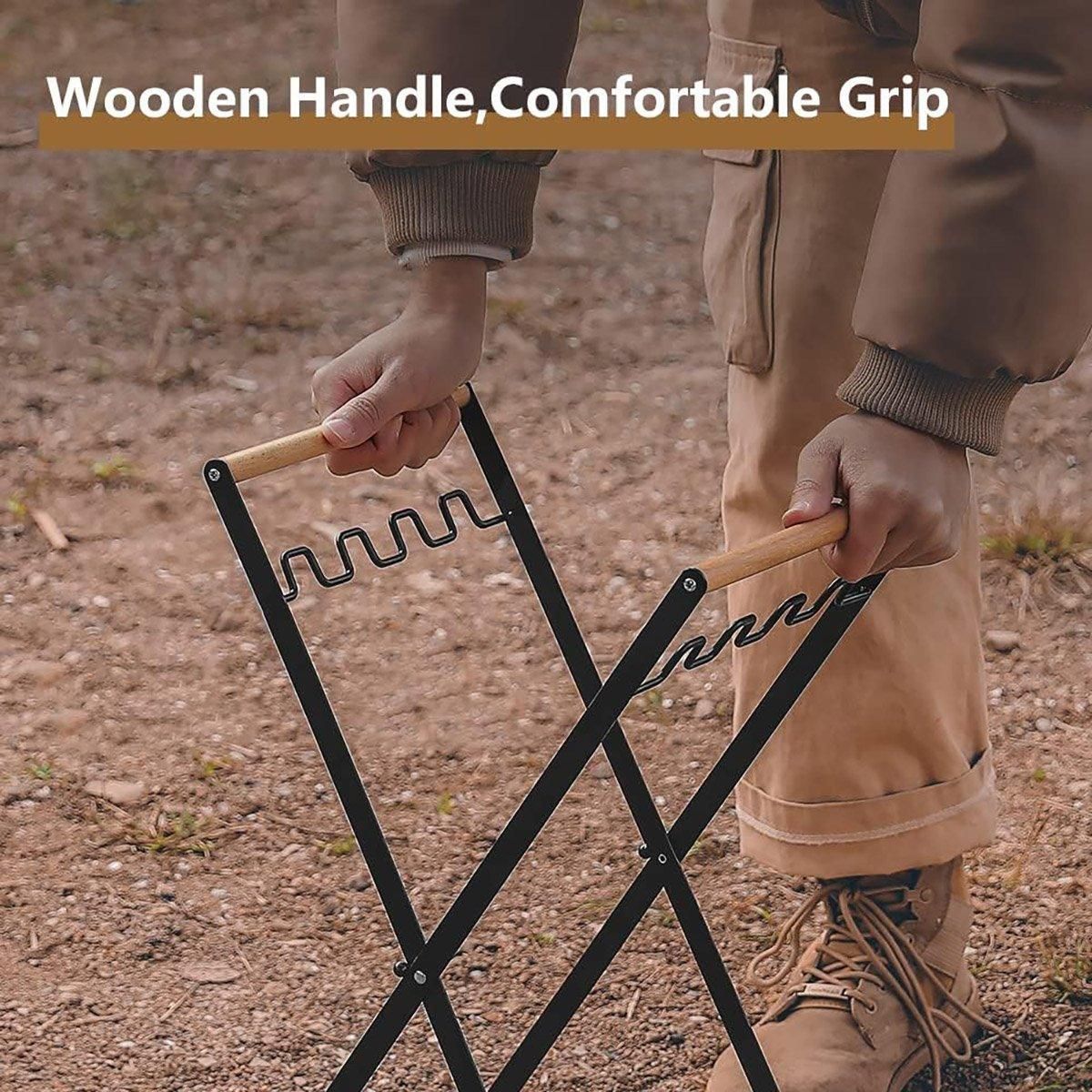 Outdoor Portable Wooden Folding Garbage Rack Picnic Barbecue Plastic Bag Holder V528-GARBAGE-RACK-BLACK-841147