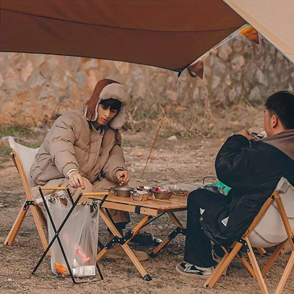 Outdoor Portable Wooden Folding Garbage Rack Picnic Barbecue Plastic Bag Holder V528-GARBAGE-RACK-BLACK-841147