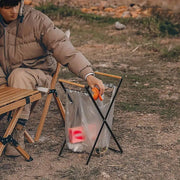 Outdoor Portable Wooden Folding Garbage Rack Picnic Barbecue Plastic Bag Holder V528-GARBAGE-RACK-BLACK-841147