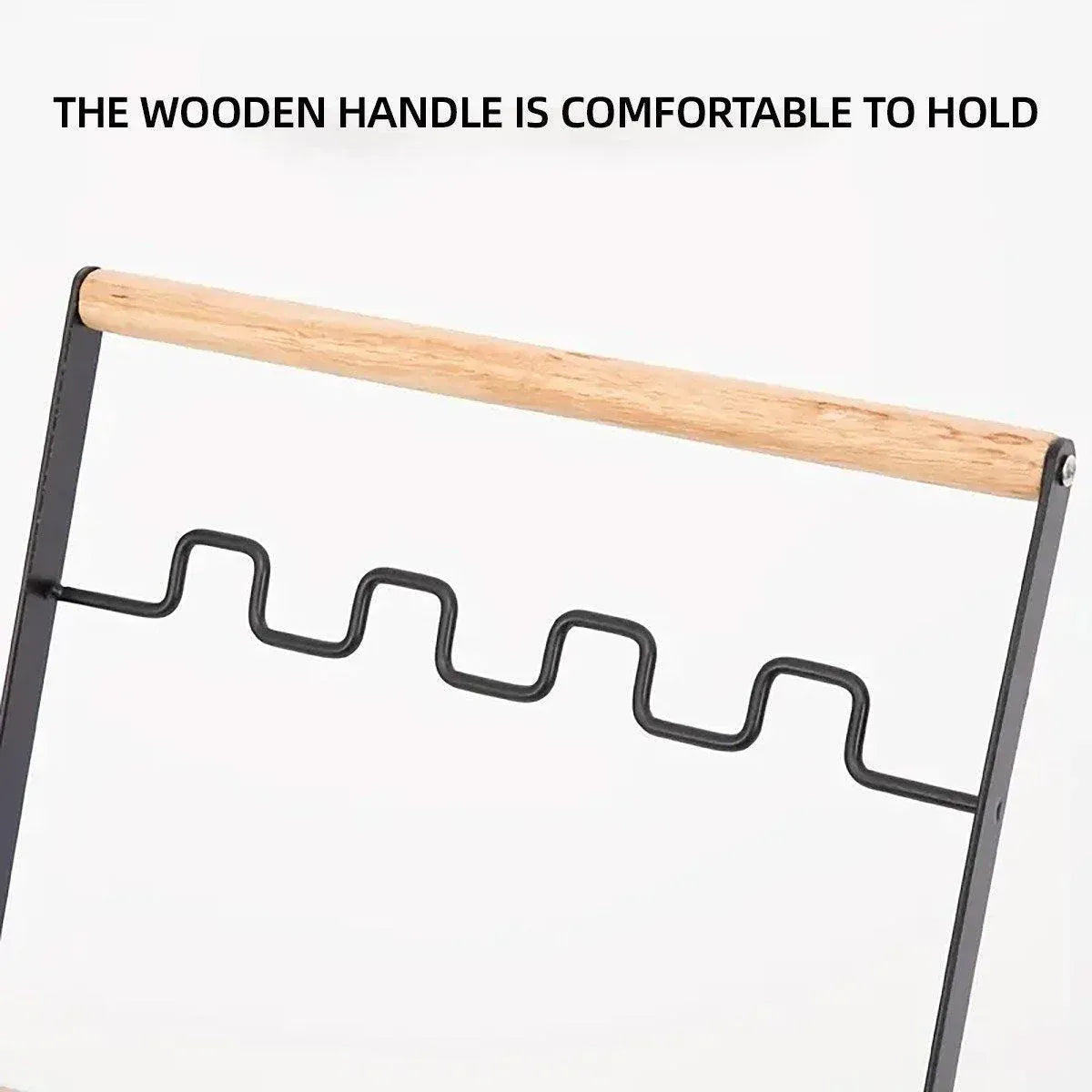 Outdoor Portable Wooden Folding Garbage Rack Picnic Barbecue Plastic Bag Holder V528-GARBAGE-RACK-BLACK-841147