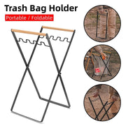 Outdoor Portable Wooden Folding Garbage Rack Picnic Barbecue Plastic Bag Holder V528-GARBAGE-RACK-BLACK-841147
