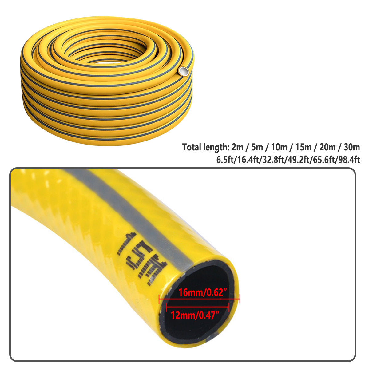 Heavy Duty Garden Hose Pipe Reel Reinforced Anti-kink Outdoor Hosepipe Yellow - 20m V528-GARDEN-HOSE-20M-765987