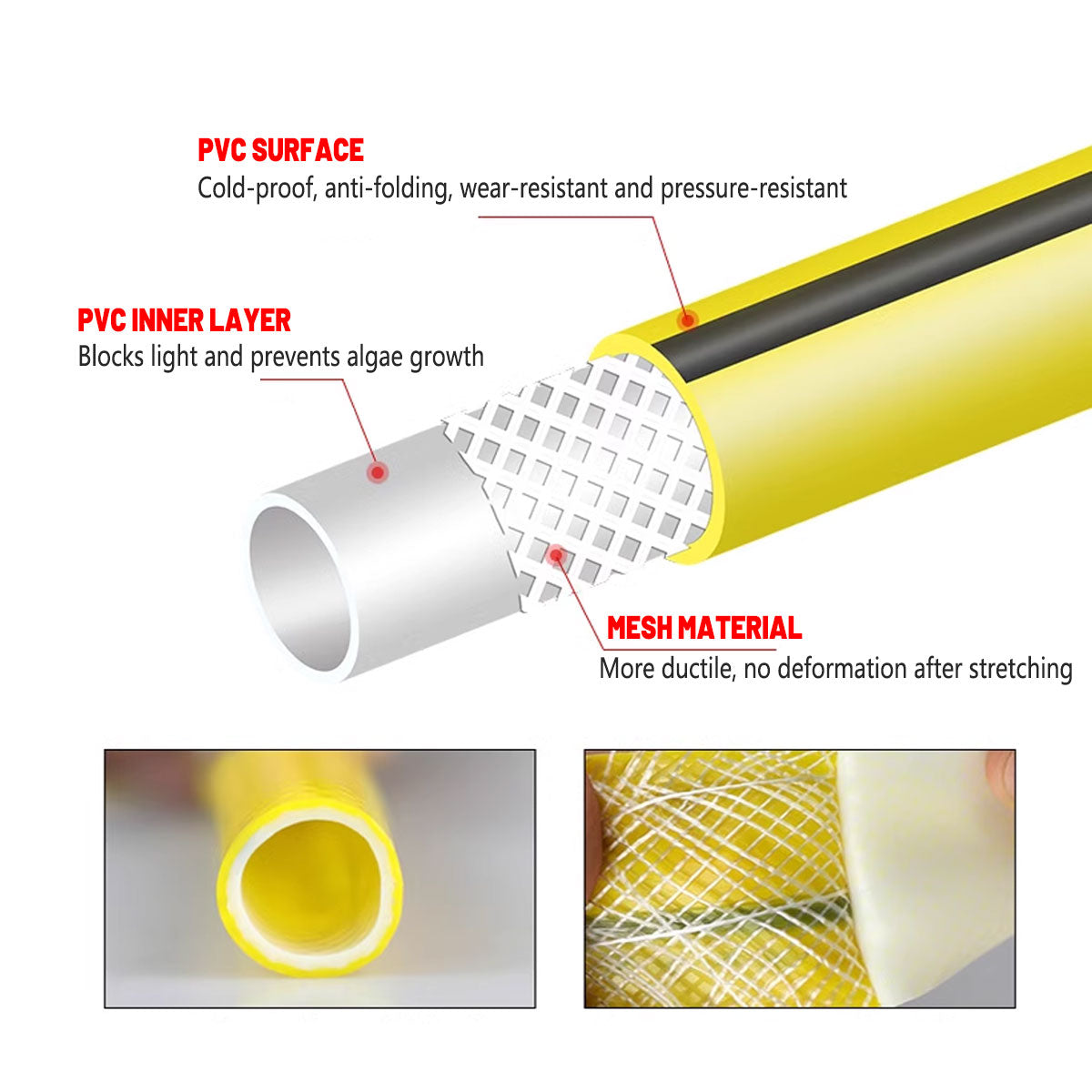 Heavy Duty Garden Hose Pipe Reel Reinforced Anti-kink Outdoor Hosepipe Yellow - 20m V528-GARDEN-HOSE-20M-765987