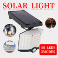 66 LED Solar Motion Sensor Light Outdoor Wall Security Lamp with 3 Heads V528-GARDENWALLLAMP-108378