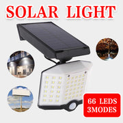 66 LED Solar Motion Sensor Light Outdoor Wall Security Lamp with 3 Heads V528-GARDENWALLLAMP-108378