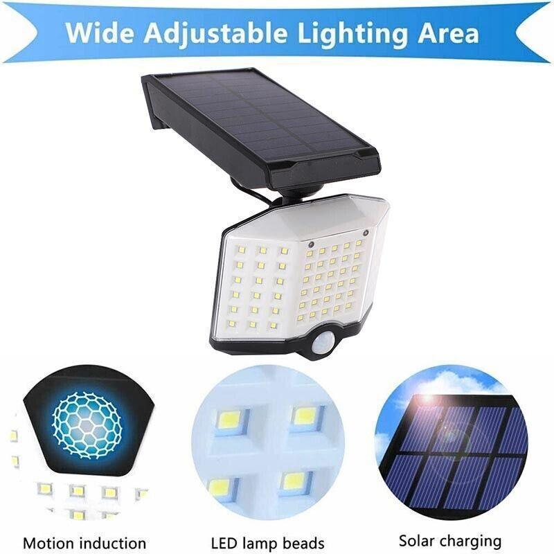 66 LED Solar Motion Sensor Light Outdoor Wall Security Lamp with 3 Heads V528-GARDENWALLLAMP-108378