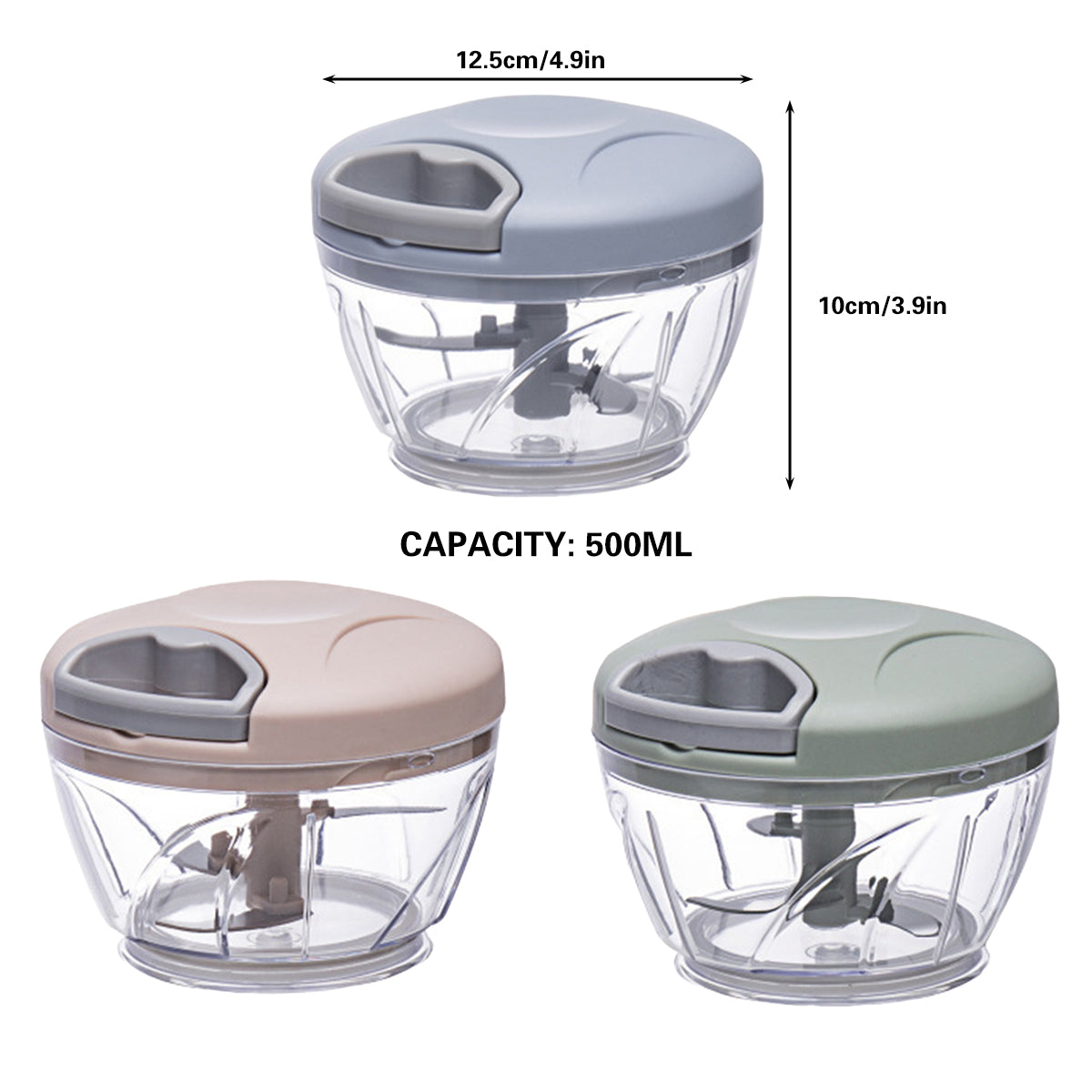 500ml Manual Meat Mincer Garlic Chopper Rotate Garlic Press Crusher Vegetable - Blue V528-GARLIC-500ML-BLUE-259455