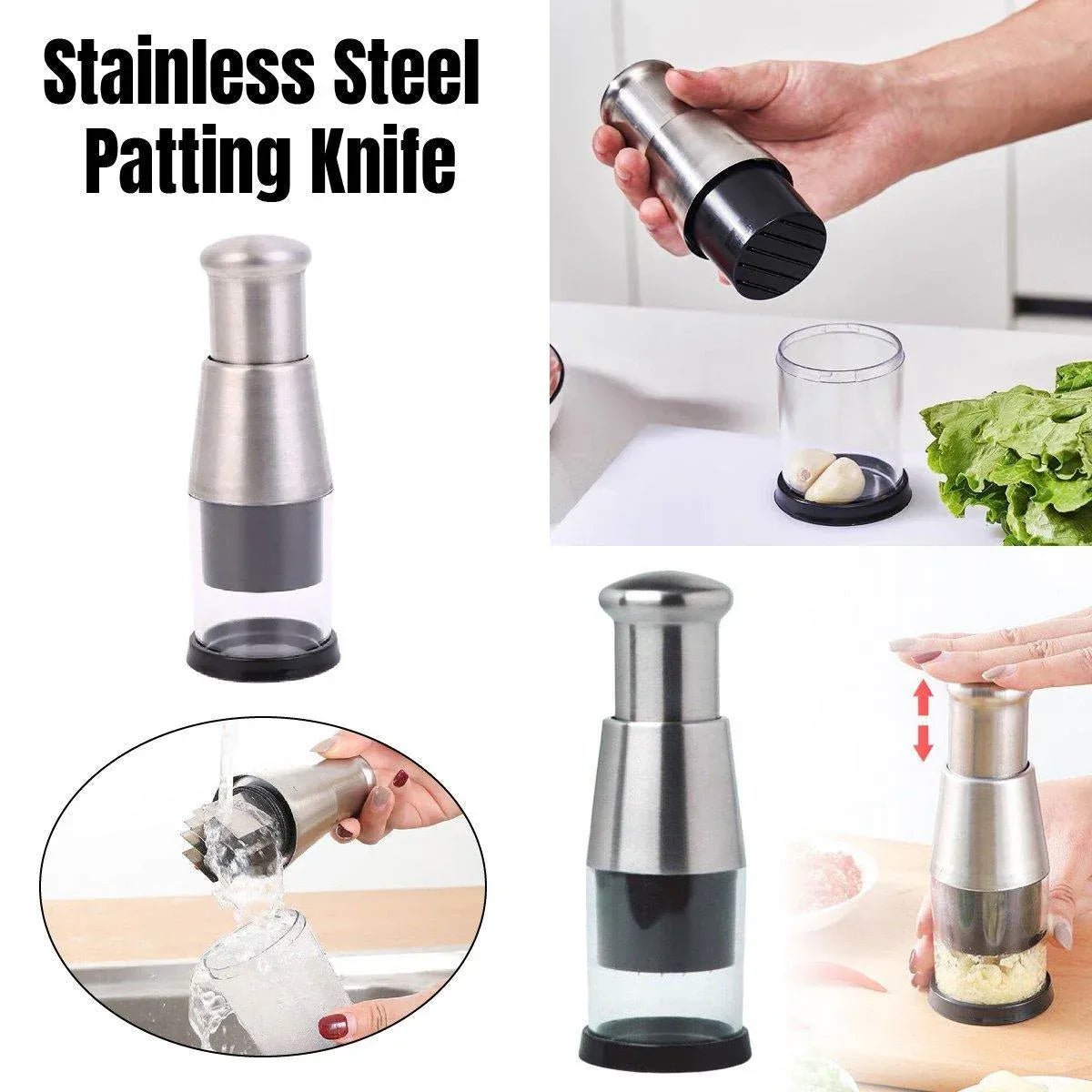 304 Stainless Steel Garlic Press Crusher Manual Garlic Mincer Kitchen Tool V528-GARLIC-POUNDER-602206