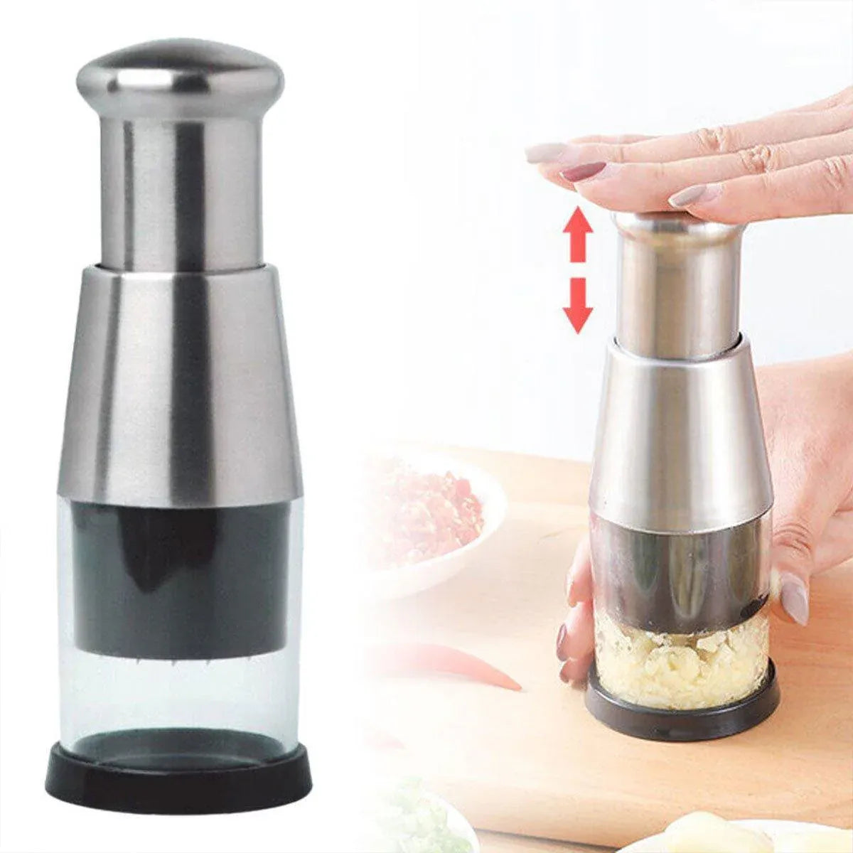 304 Stainless Steel Garlic Press Crusher Manual Garlic Mincer Kitchen Tool V528-GARLIC-POUNDER-602206