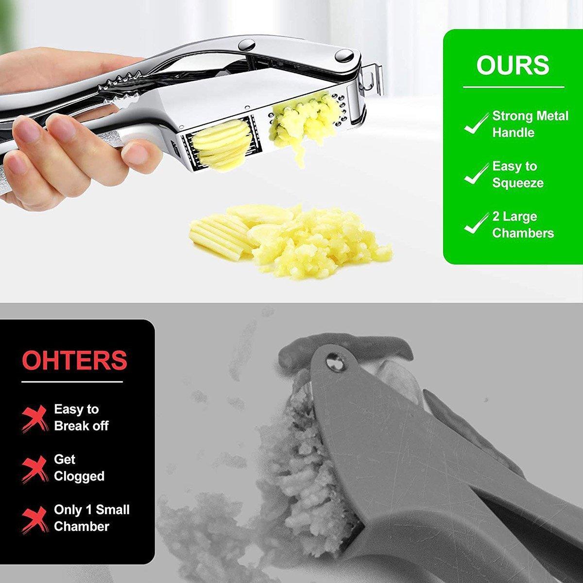 Multifunctional Garlic Press Aluminum Alloy Two-in-One Garlic Cutter Masher Tool V528-GARLIC-PRESS-250578