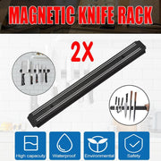 2X Magnetic Knife Rack Magnet Wall Mount Holder Strip Utensil Shelf Kitchen Tool V528-GBSCTDJ-330MM-BLACK-005456