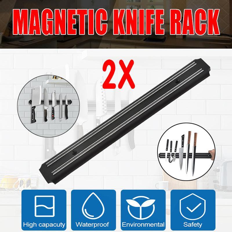 2X Magnetic Knife Rack Magnet Wall Mount Holder Strip Utensil Shelf Kitchen Tool V528-GBSCTDJ-330MM-BLACK-005456