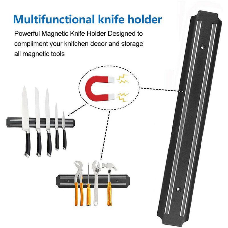 2X Magnetic Knife Rack Magnet Wall Mount Holder Strip Utensil Shelf Kitchen Tool V528-GBSCTDJ-330MM-BLACK-005456
