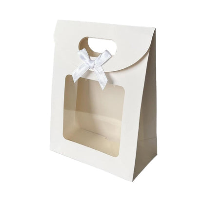 24PCS Bow Flap Tote Bag Reusable Shopping Carry Bag Gift Party Packaging Bag - 26x19x9cm V528-GIFT-BAG-WHITE-24PCS-731791