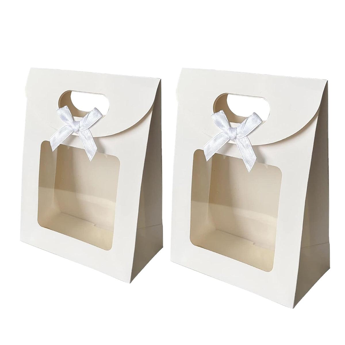 24PCS Bow Flap Tote Bag Reusable Shopping Carry Bag Gift Party Packaging Bag - 16x12x6cm V528-GIFT-BAG-WHITE-24PCS-969315