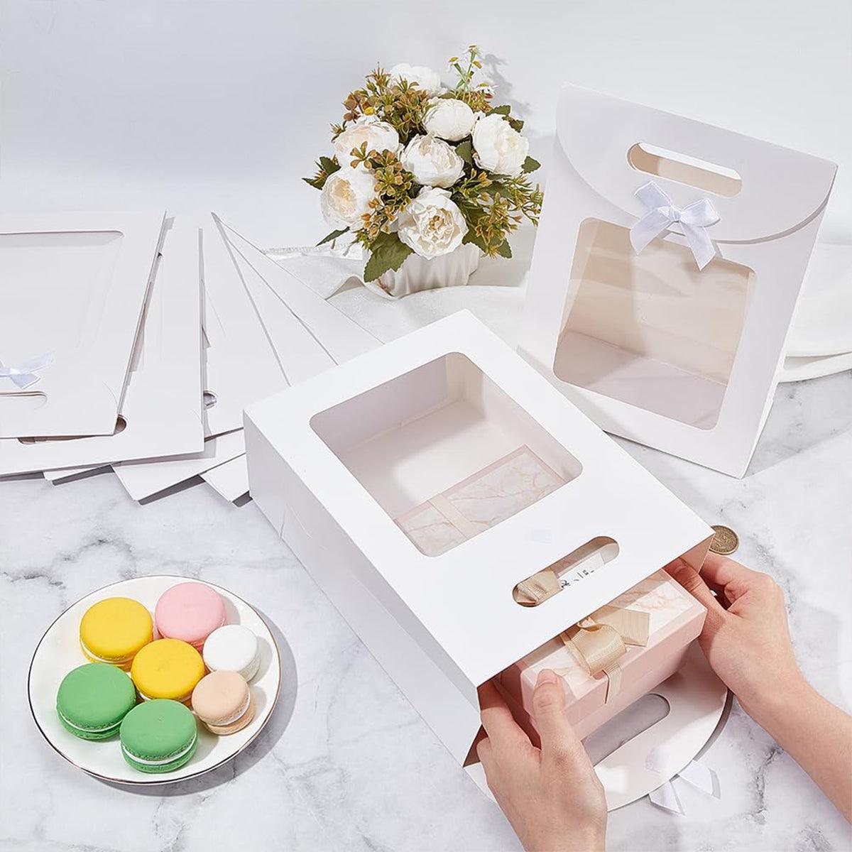 24PCS Bow Flap Tote Bag Reusable Shopping Carry Bag Gift Party Packaging Bag - 16x12x6cm V528-GIFT-BAG-WHITE-24PCS-969315