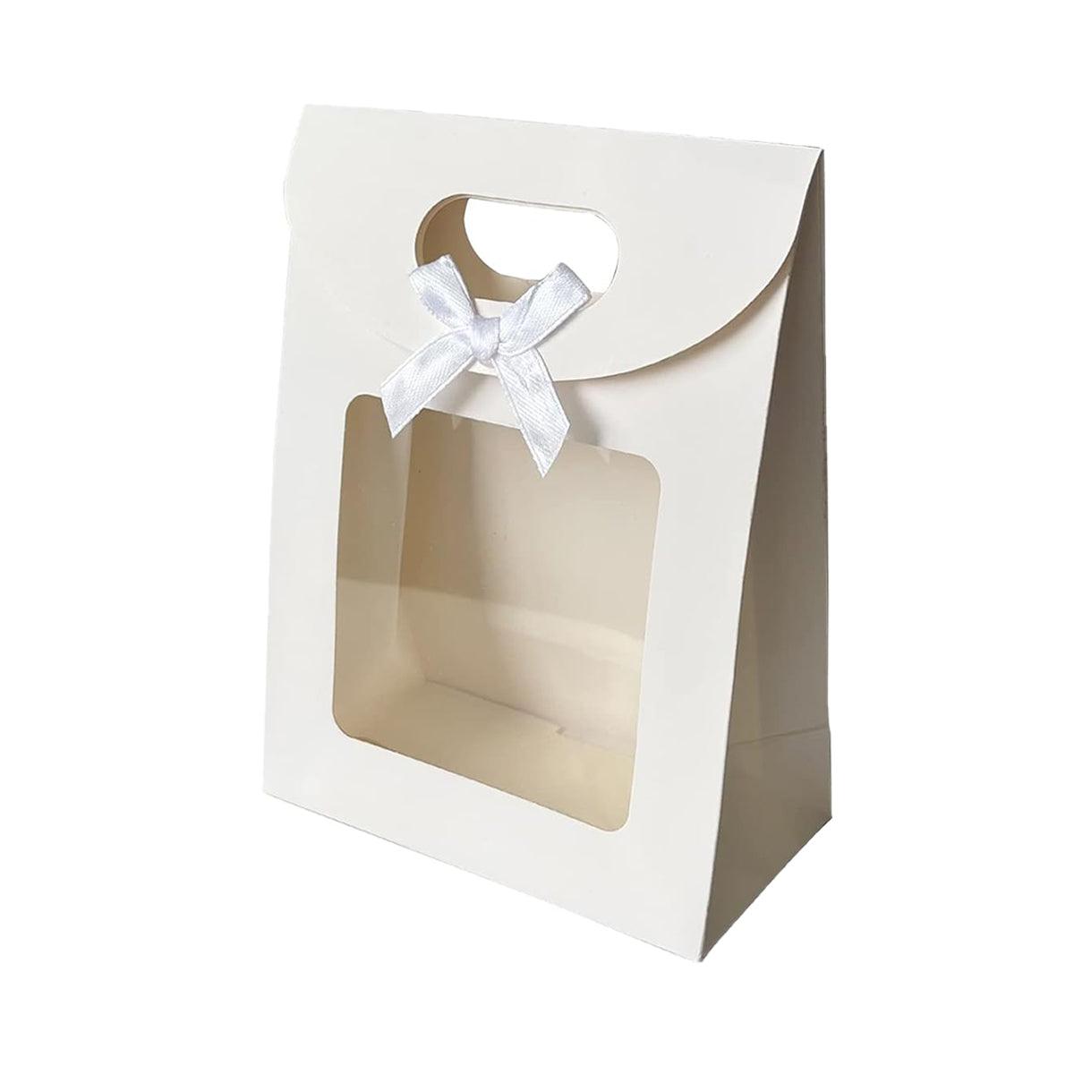 24PCS Bow Flap Tote Bag Reusable Shopping Carry Bag Gift Party Packaging Bag - 16x12x6cm V528-GIFT-BAG-WHITE-24PCS-969315