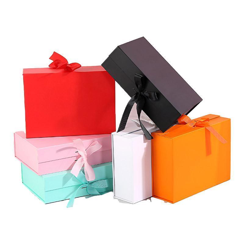 5X Medium Premium Gift Boxes with Ribbon Multi-Color Hamper Packaging Set - Orange V528-GIFT-BOX-5PCS-23-17-7-ORANGE-263751