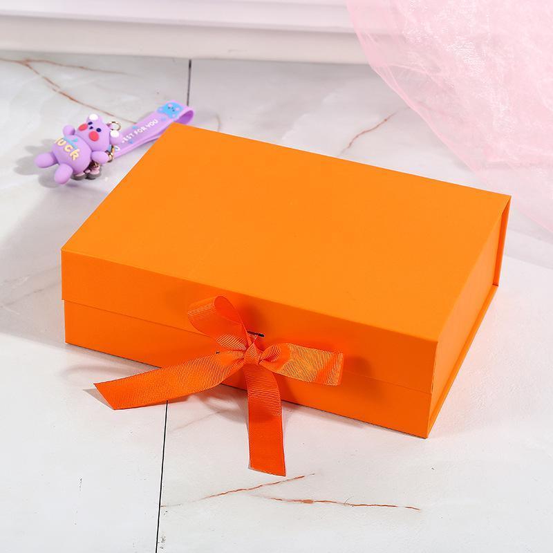 5X Medium Premium Gift Boxes with Ribbon Multi-Color Hamper Packaging Set - Orange V528-GIFT-BOX-5PCS-23-17-7-ORANGE-263751