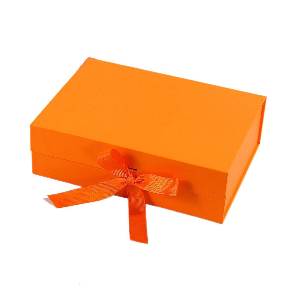 5X Medium Premium Gift Boxes with Ribbon Multi-Color Hamper Packaging Set - Orange V528-GIFT-BOX-5PCS-23-17-7-ORANGE-263751