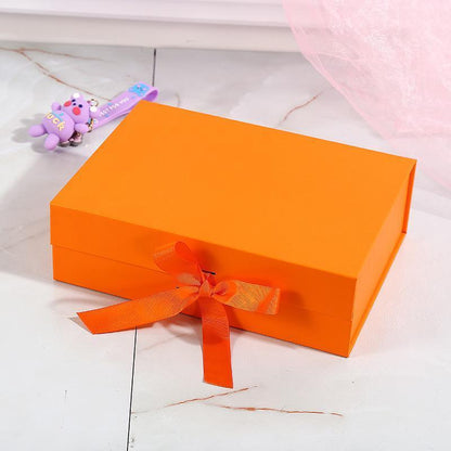 Elegant Ribbon Flip Folding Gift Boxes Multiple Colors High-Quality Cardboard - Black V528-GIFT-BOX-5PCS-31-27-88-BLACK-320258