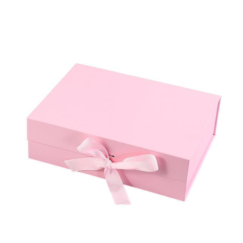 Elegant Ribbon Flip Folding Gift Boxes Multiple Colors High-Quality Cardboard - Orange V528-GIFT-BOX-5PCS-31-27-88-ORANGE-991156