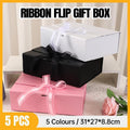 Elegant Ribbon Flip Folding Gift Boxes Multiple Colors High-Quality Cardboard - White V528-GIFT-BOX-5PCS-31-27-88-WHITE-431575