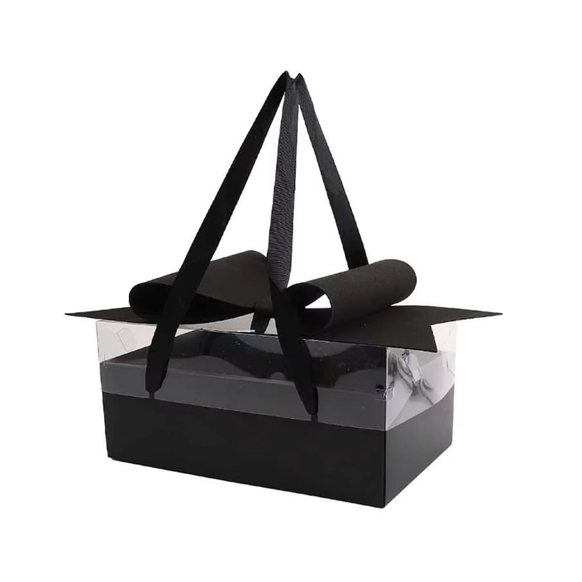 Clear Handheld Flower Gift Box Bow Fruit Flower Packaging Display Box Floral - Black V528-GIFT-BOX-BLACK-212441