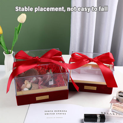 Acrylic Gift Box Clear Souvenir Display Case Bow Storage Container for Packaging - Blue - L V528-GIFT-BOX-BLUE-L-267718