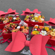 Clear Handheld Flower Gift Box Bow Fruit Flower Packaging Display Box Floral - Red V528-GIFT-BOX-RED-366786