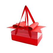 Clear Handheld Flower Gift Box Bow Fruit Flower Packaging Display Box Floral - Red V528-GIFT-BOX-RED-366786